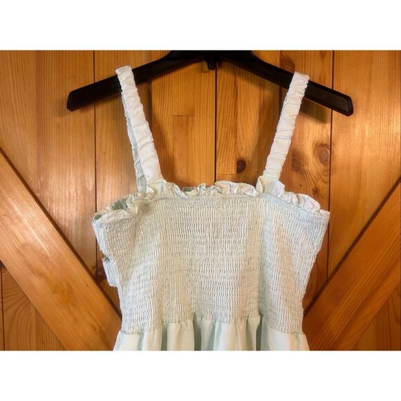 Pinch Anthropologie Smocked Back Cutouts Mint Sleeveless Short Dress Medium (577 - Picture 2 of 8